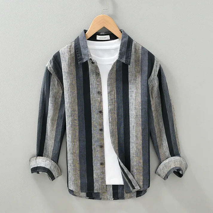 Retro Linen Striped Shirt