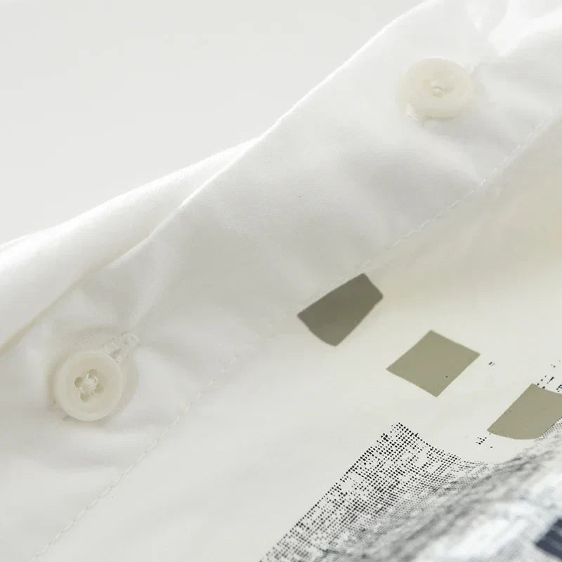 Men's White Casual Long Sleeve Shirt – Spring & Autumn Wear