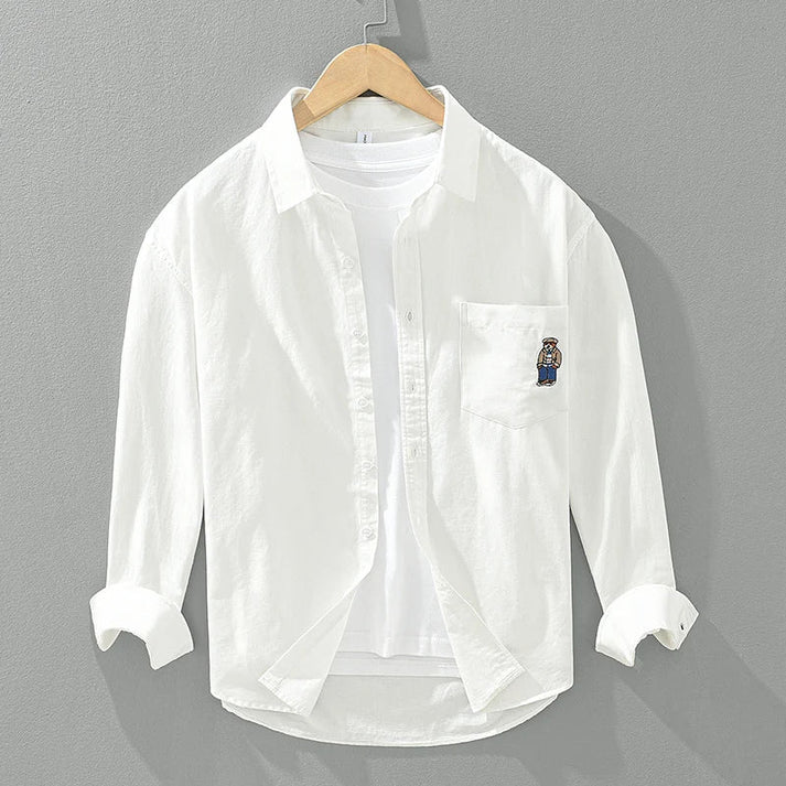 Linen Lapel Pocket Shirt
