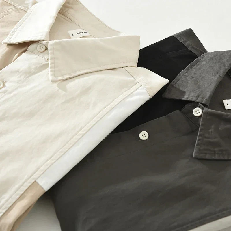 Men's Color-Blocked Plaid Patchwork Shirt