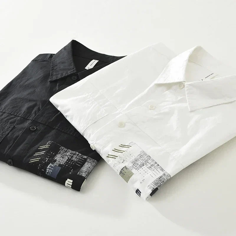 Men's White Casual Long Sleeve Shirt – Spring & Autumn Wear