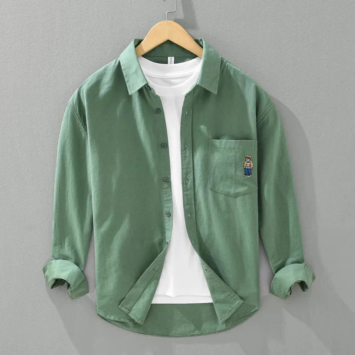 Linen Lapel Pocket Shirt