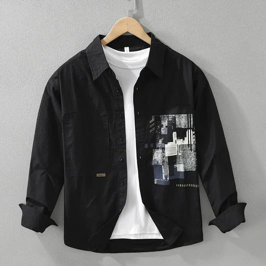 Men's White Casual Long Sleeve Shirt – Spring & Autumn Wear