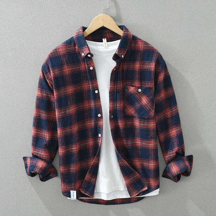 Retro Plaid Cotton Shirt