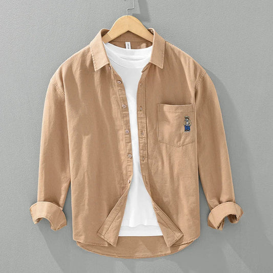 Linen Lapel Pocket Shirt
