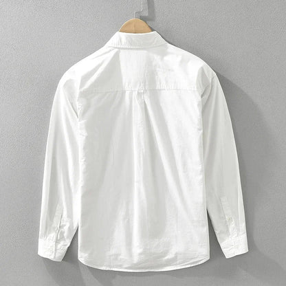 Men's White Casual Long Sleeve Shirt – Spring & Autumn Wear
