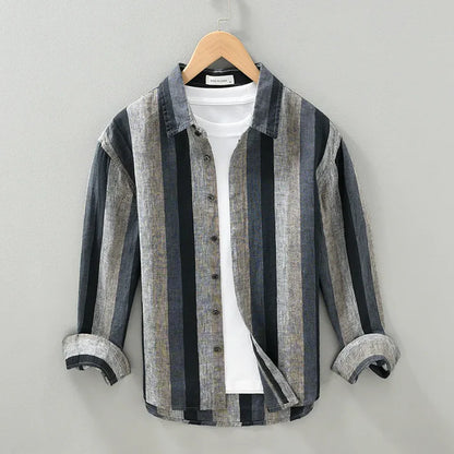 Retro Linen Striped Shirt
