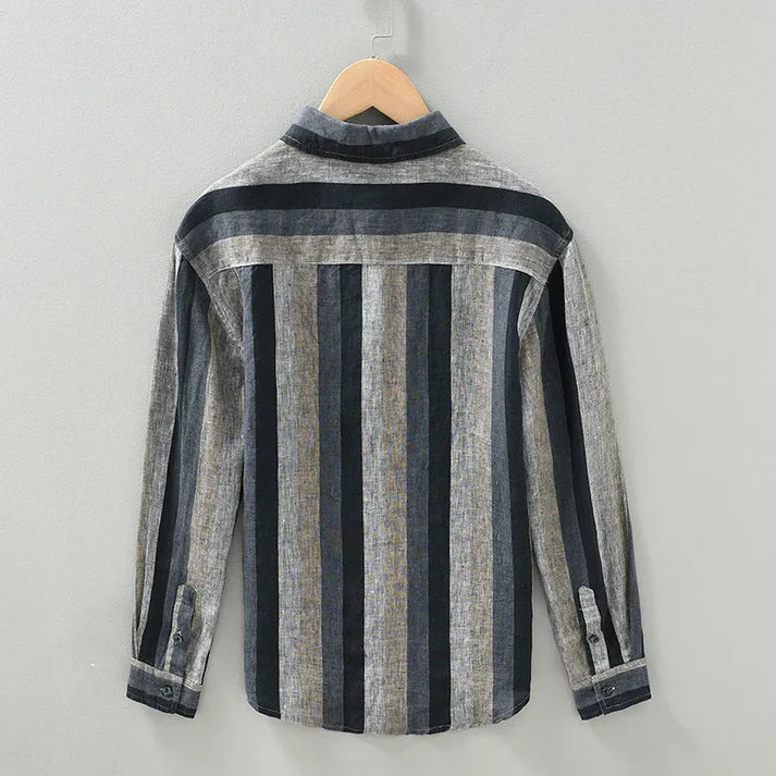 Retro Linen Striped Shirt