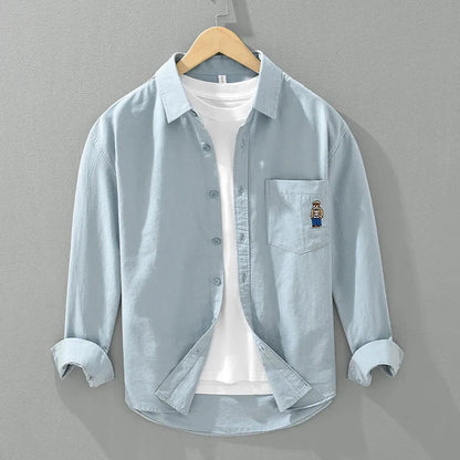 Linen Lapel Pocket Shirt