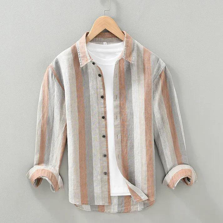 Retro Linen Striped Shirt