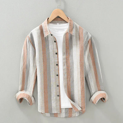Retro Linen Striped Shirt