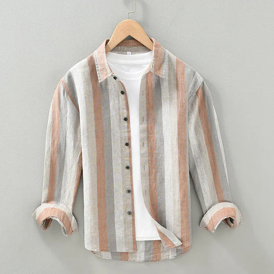 Retro Linen Striped Shirt