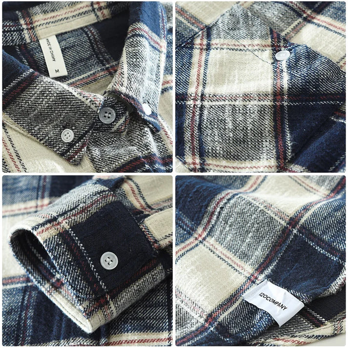 Retro Plaid Cotton Shirt