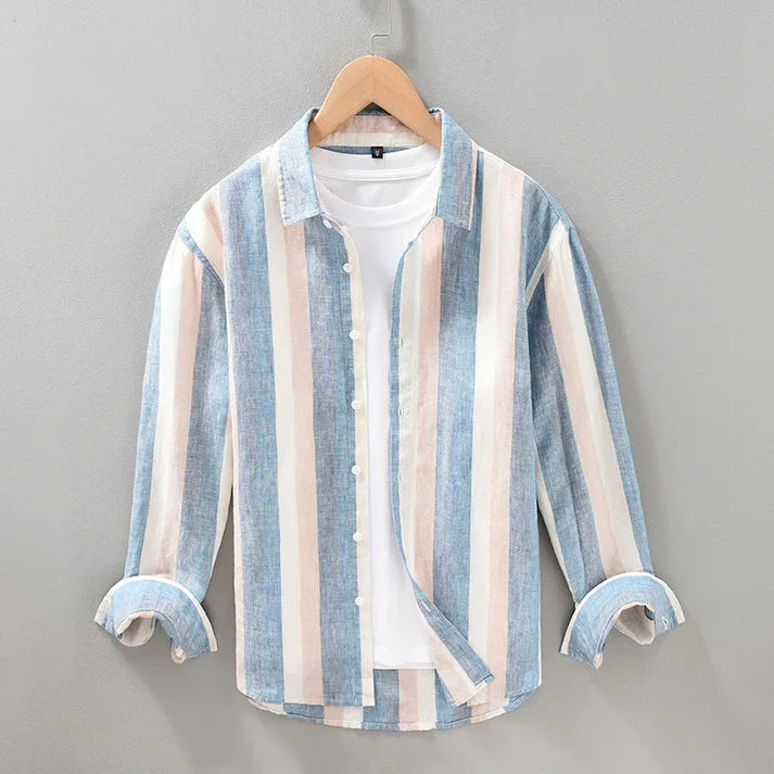Retro Linen Striped Shirt