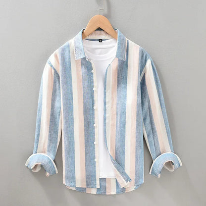 Retro Linen Striped Shirt