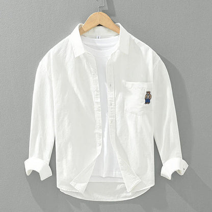 Linen Lapel Pocket Shirt