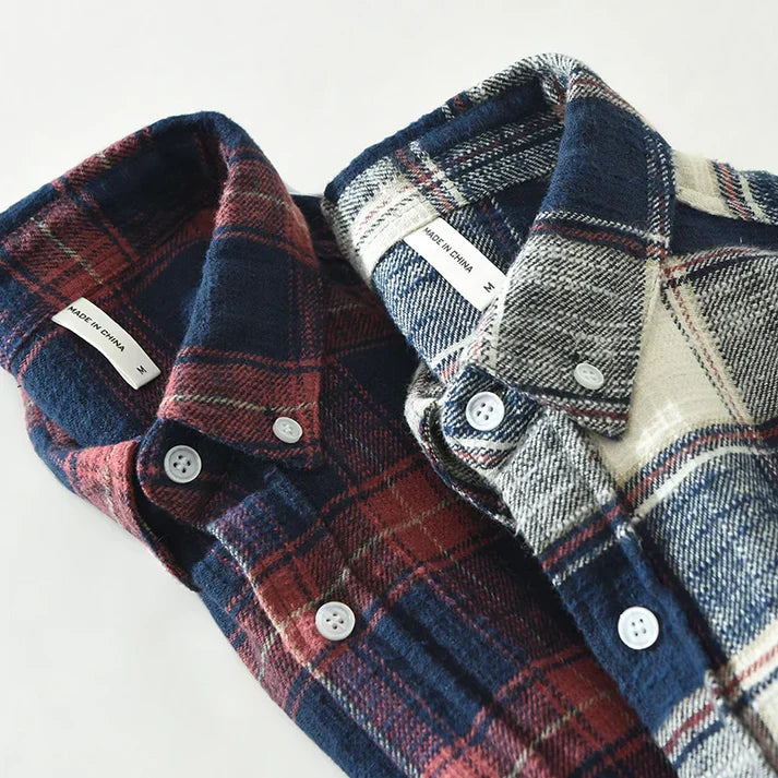 Retro Plaid Cotton Shirt