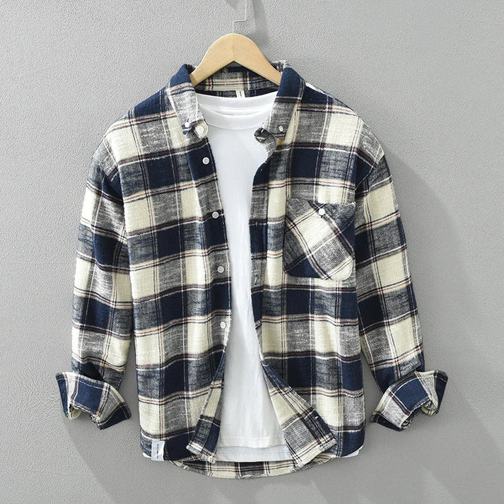Retro Plaid Cotton Shirt
