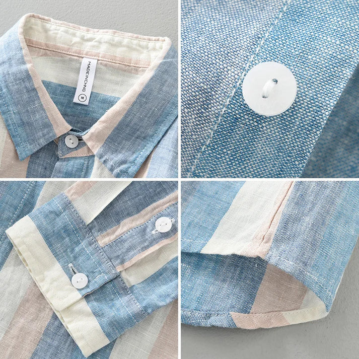 Retro Linen Striped Shirt