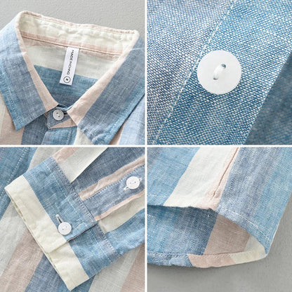 Retro Linen Striped Shirt