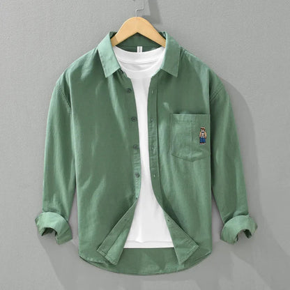 Linen Lapel Pocket Shirt