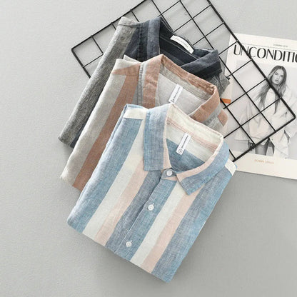 Retro Linen Striped Shirt